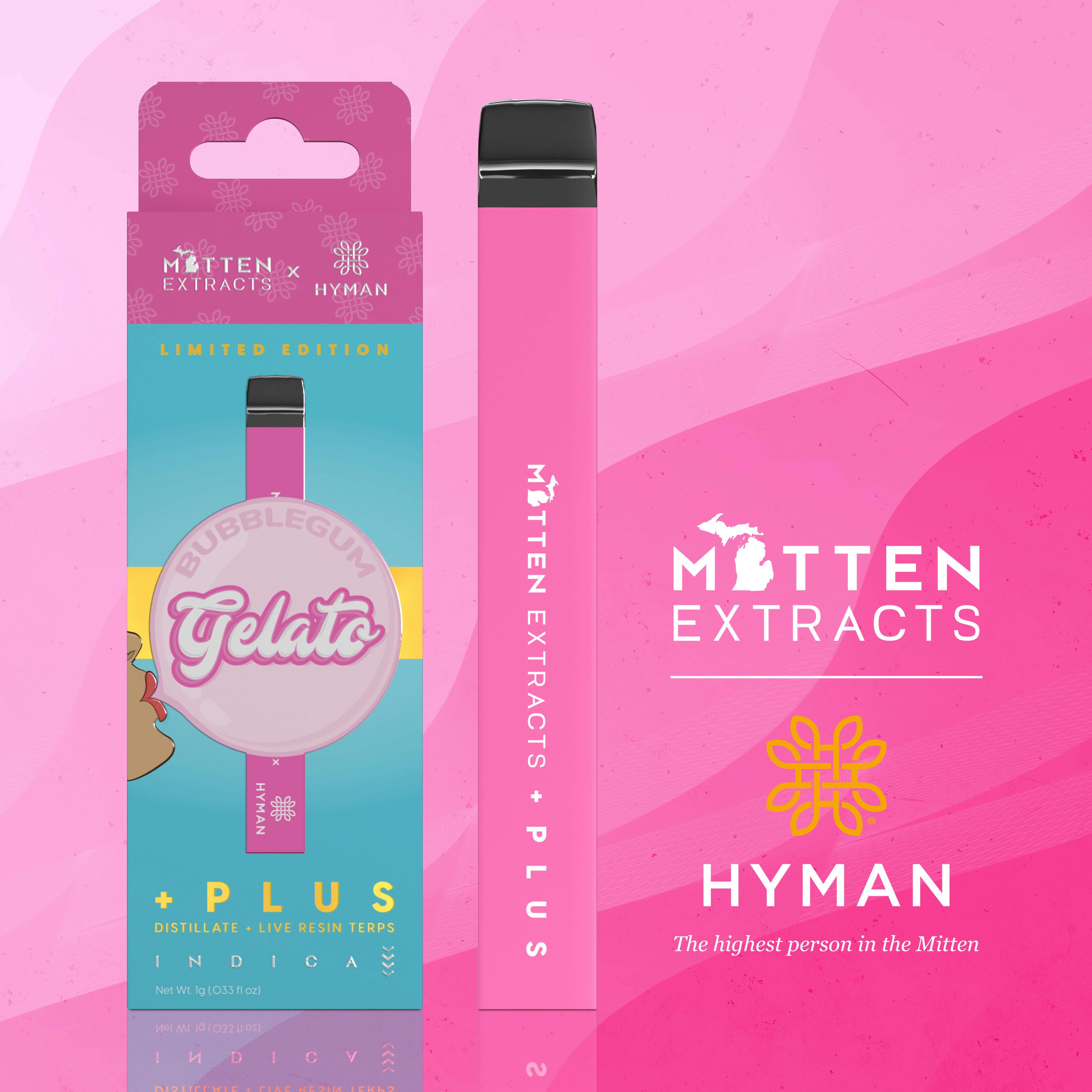 Bubblegum Gelato | 1G Disposable | HYMAN X MITTEN | MED - image 1