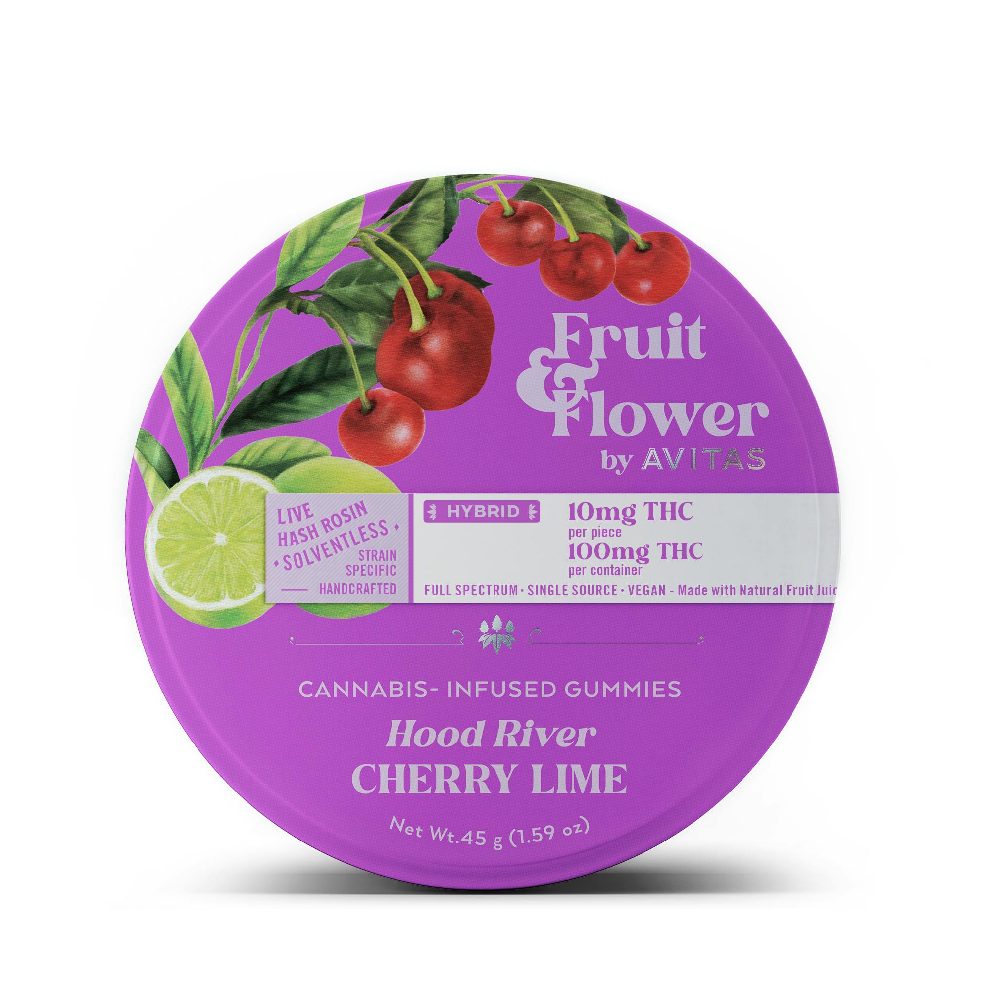 Hood River Cherry Lime Fruit & Flower Live Hash Rosin Gummies 100mg 10-pack - image 1