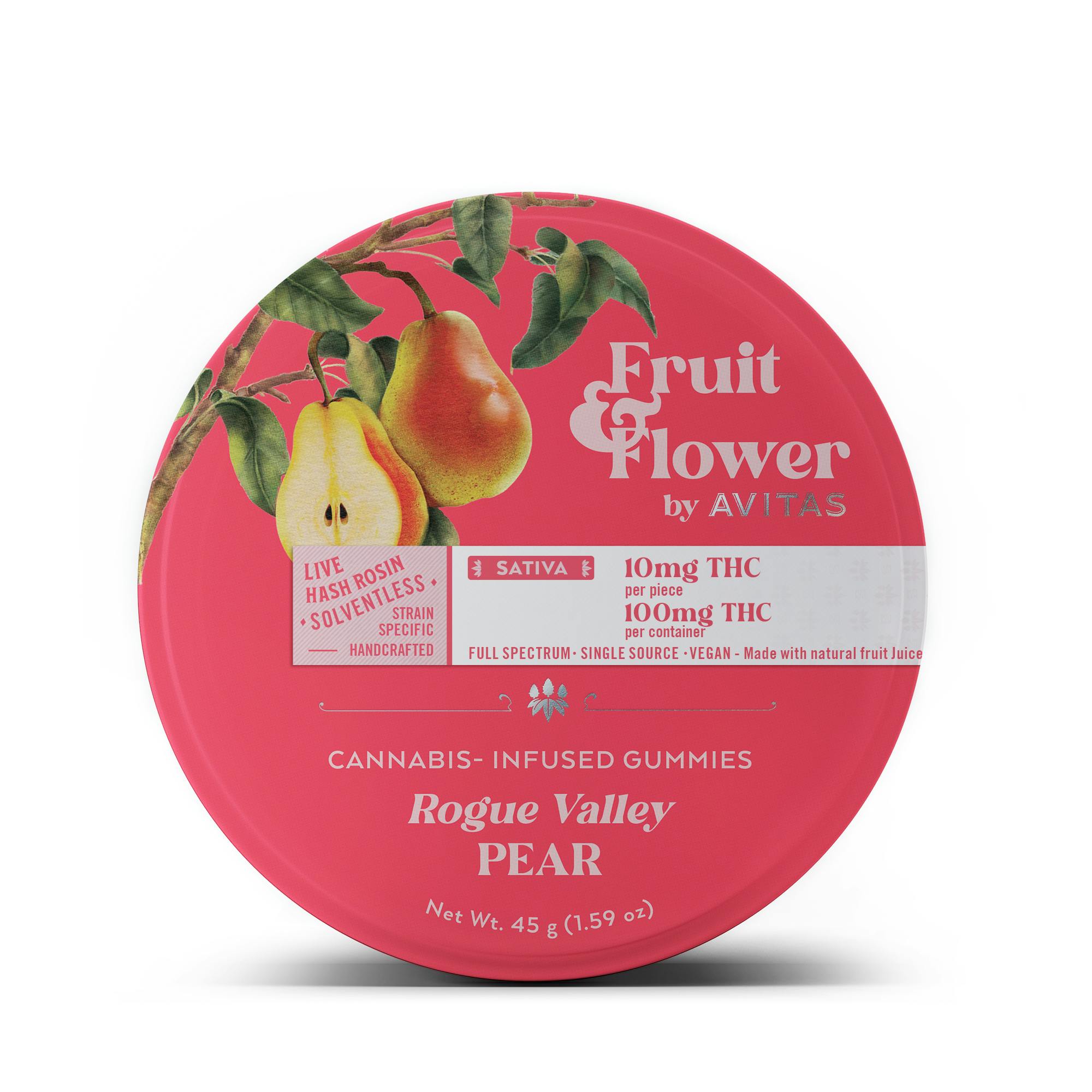 Rogue Valley Pear Fruit & Flower Live Hash Rosin Gummies 100mg 10-pack - image 1