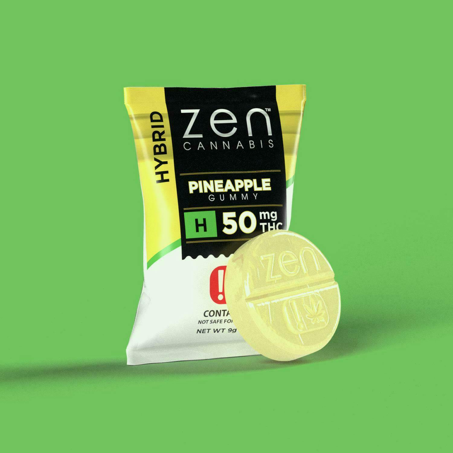 Zen Pineapple Hybrid 50mg THC Gummy thumbnail 2