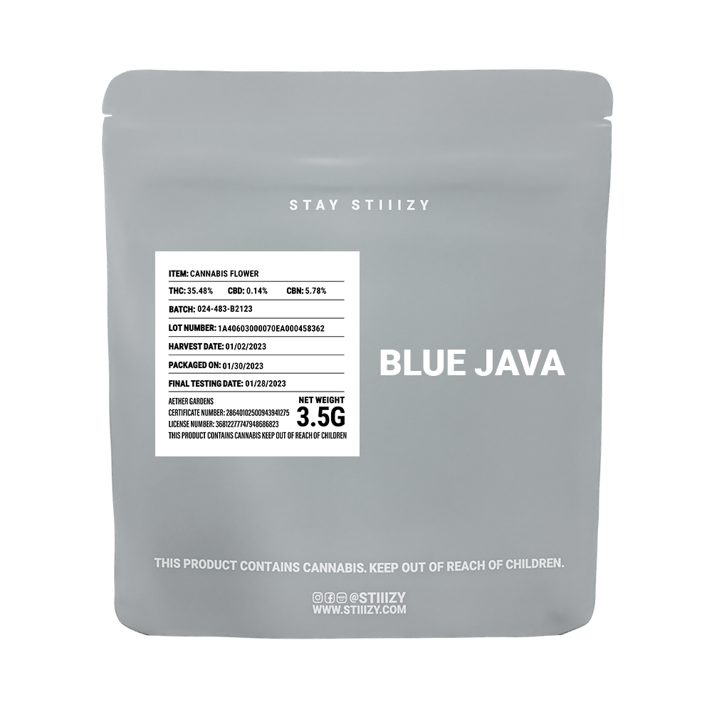 - BLUE JAVA - 3.5G Grey Label Mylar - image 1
