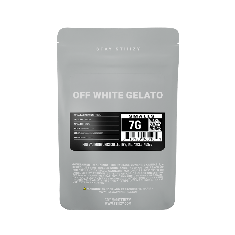 - OFF WHITE GELATO - 7G Grey Label Mylar - image 1
