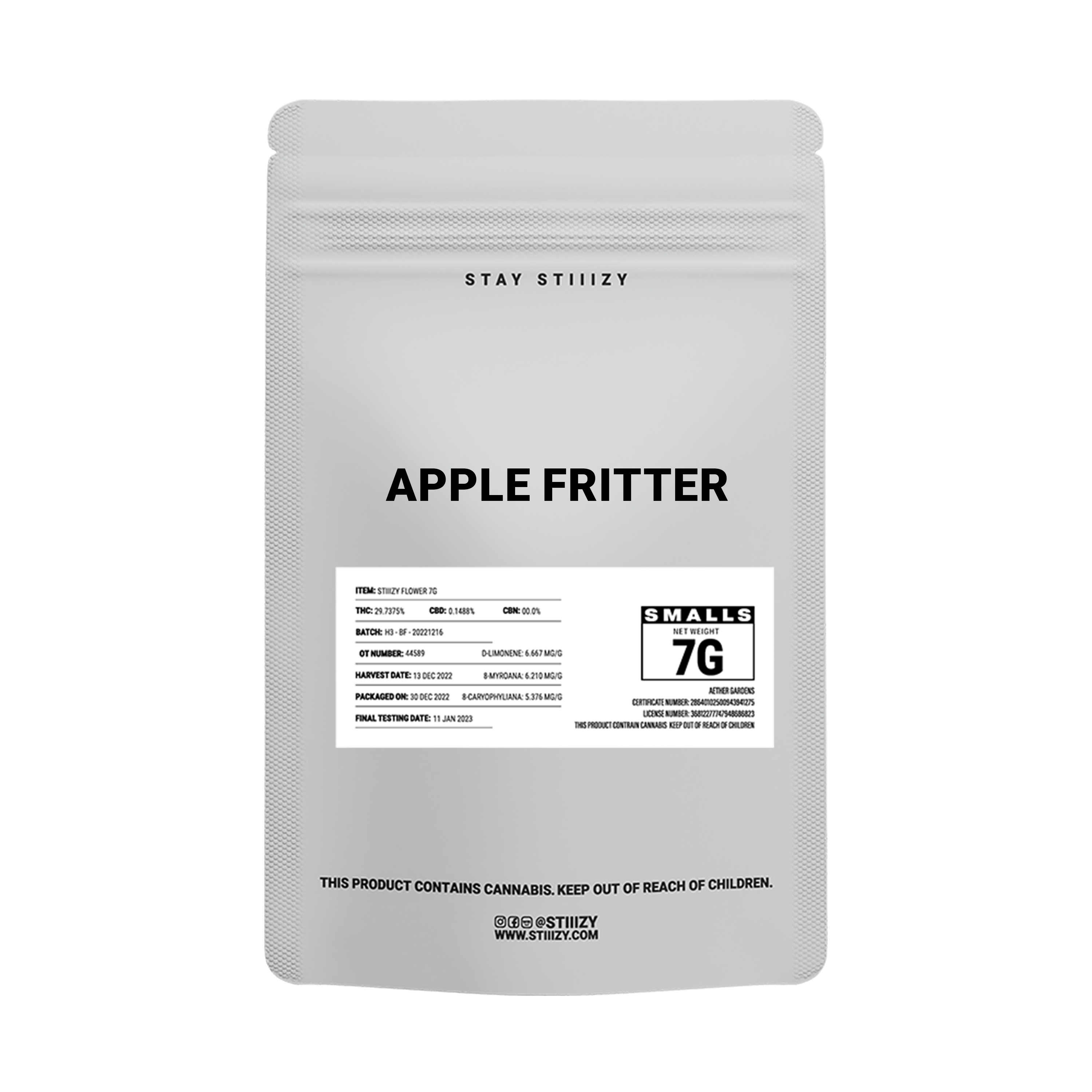 - APPLE FRITTER - 7G White Label Mylar - image 2