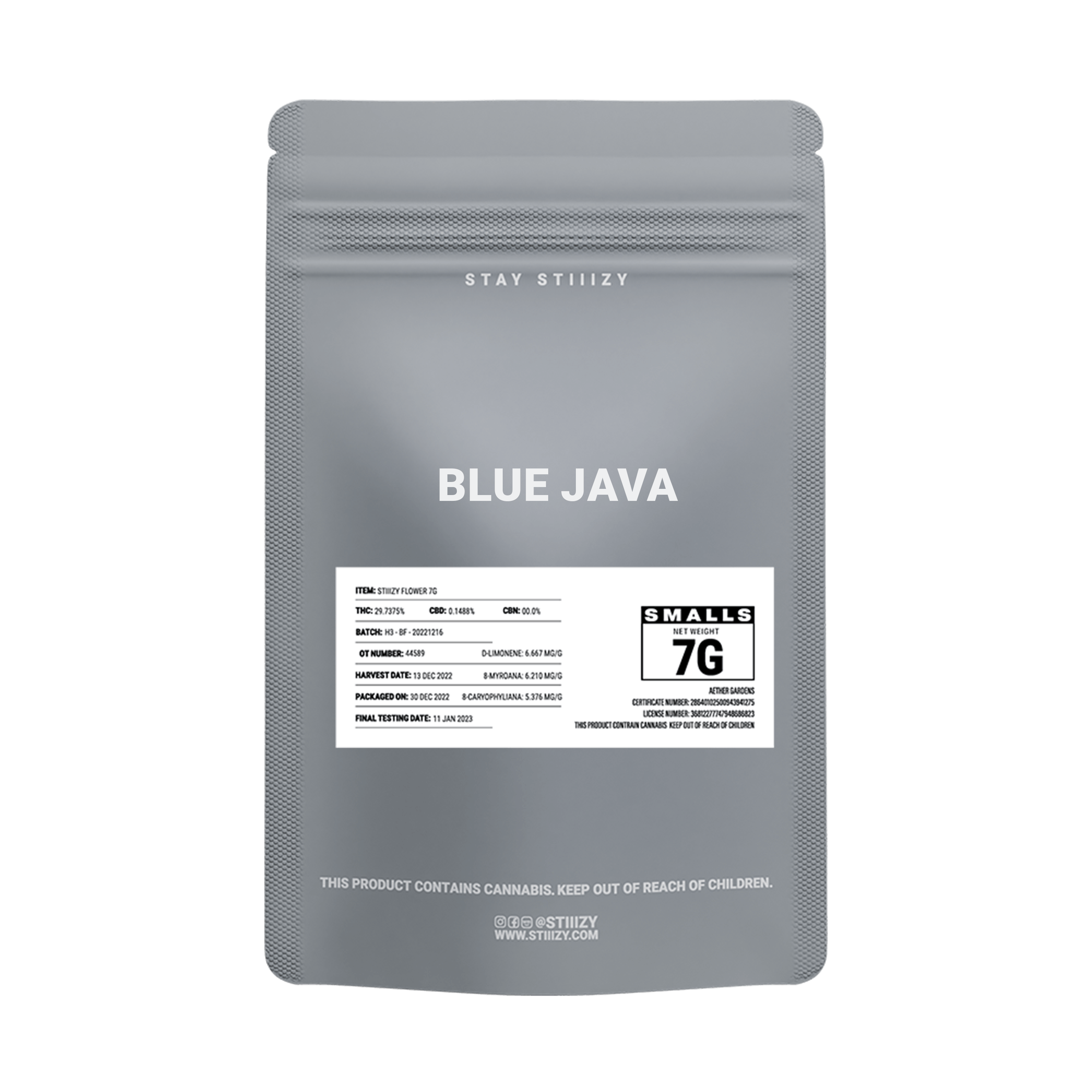 - BLUE JAVA - 7G Grey Label Mylar - image 2