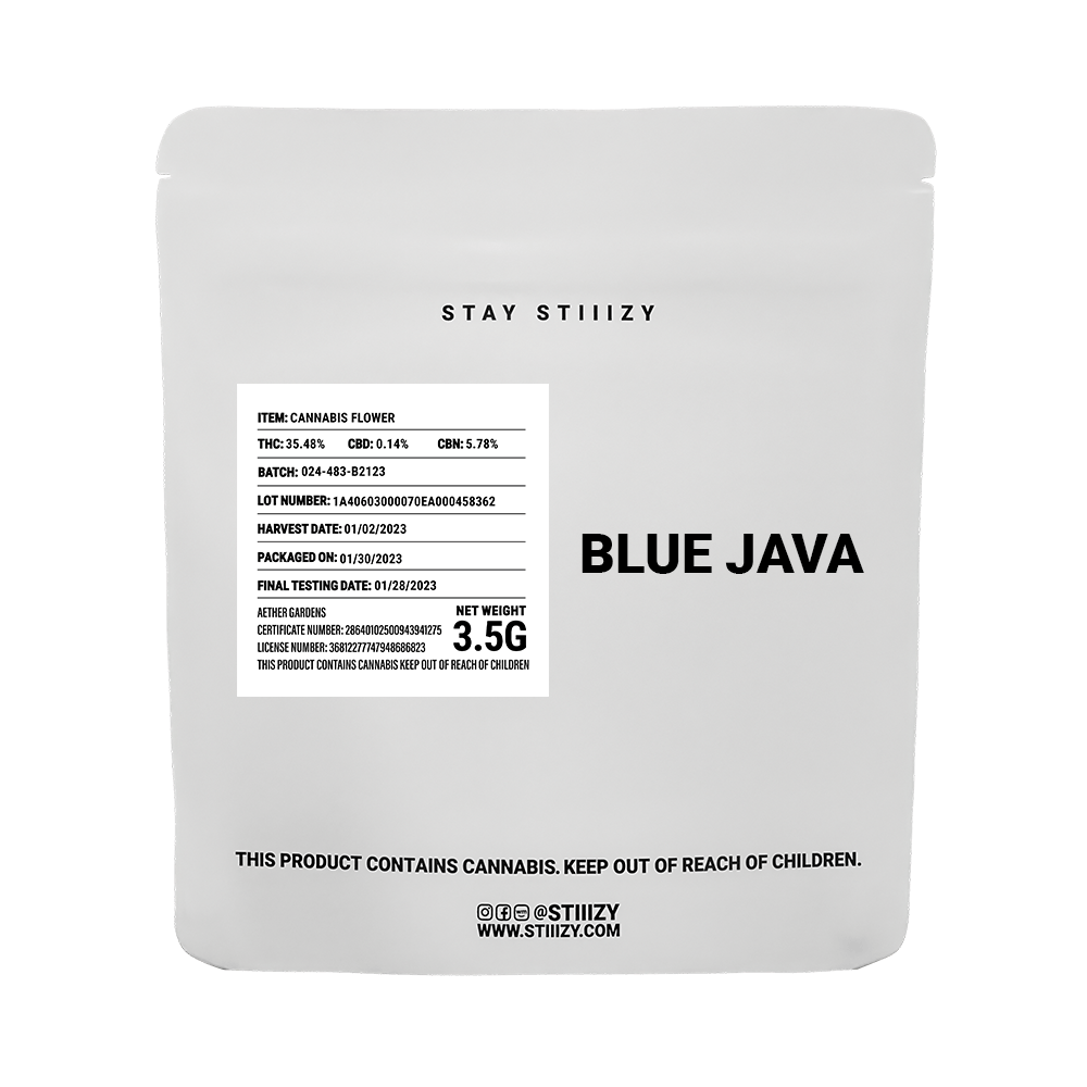 - BLUE JAVA - 3.5G White Label Mylar - image 1