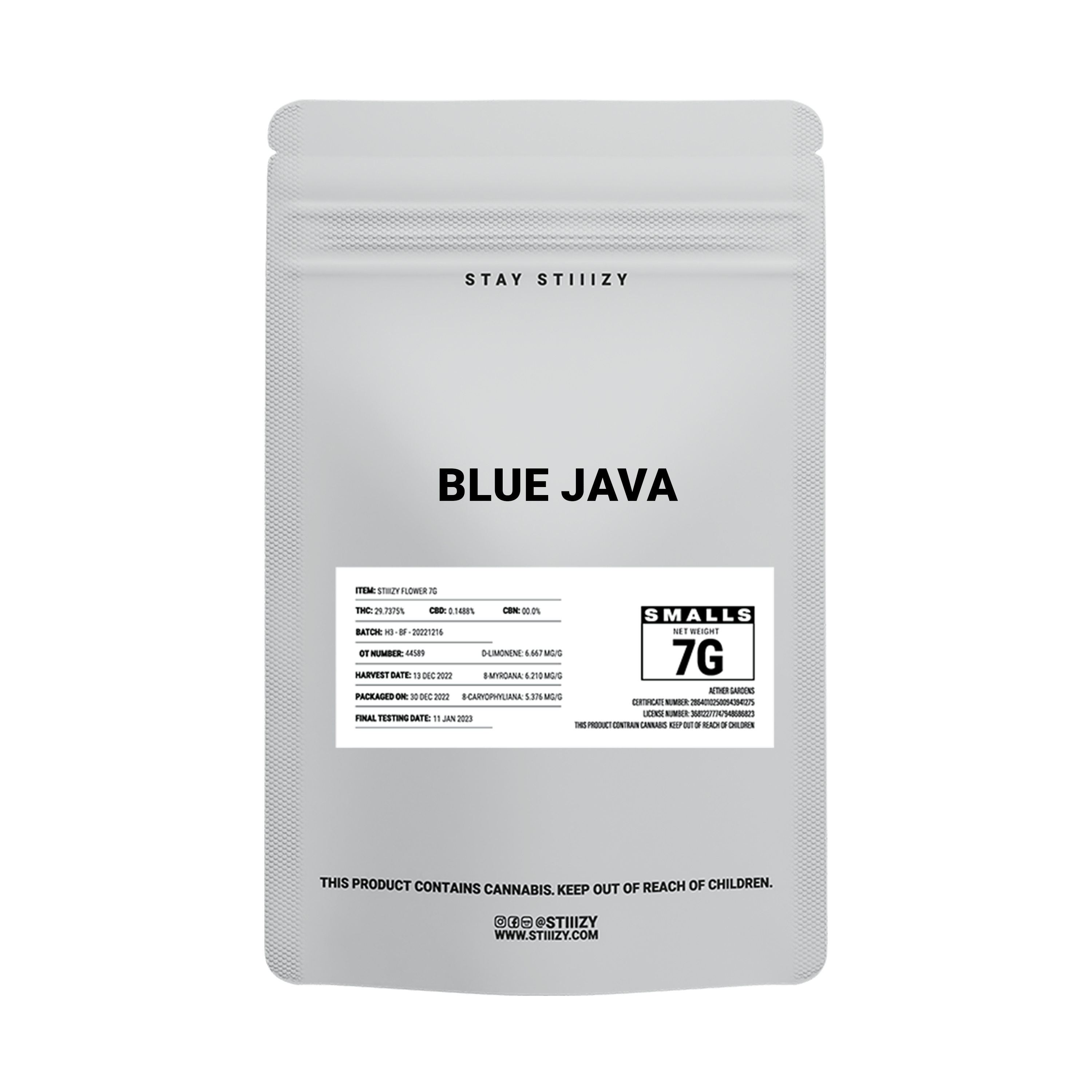 - BLUE JAVA - 7G White Label Mylar - image 2