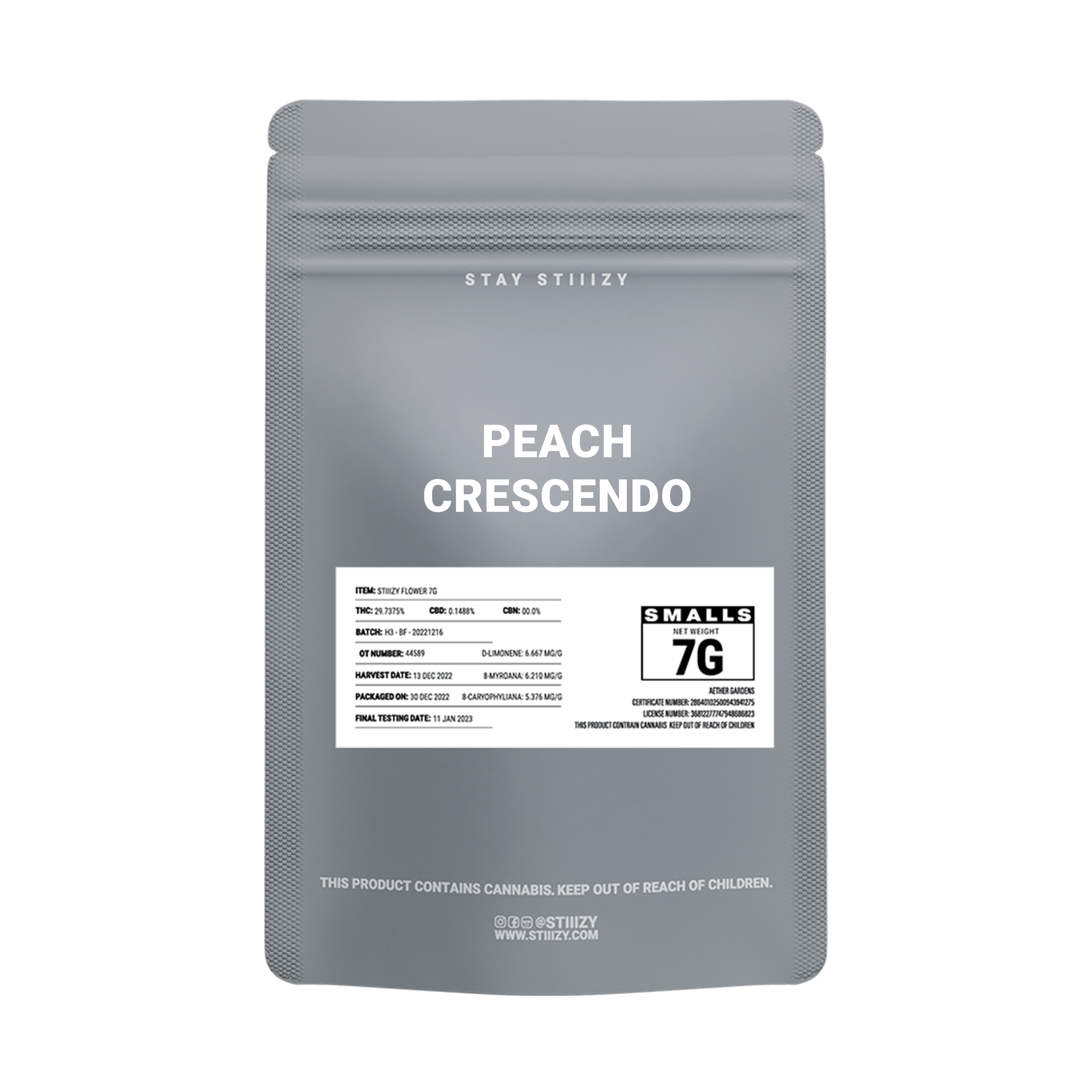 - PEACH CRESCENDO - 7G Grey Label Mylar - image 2