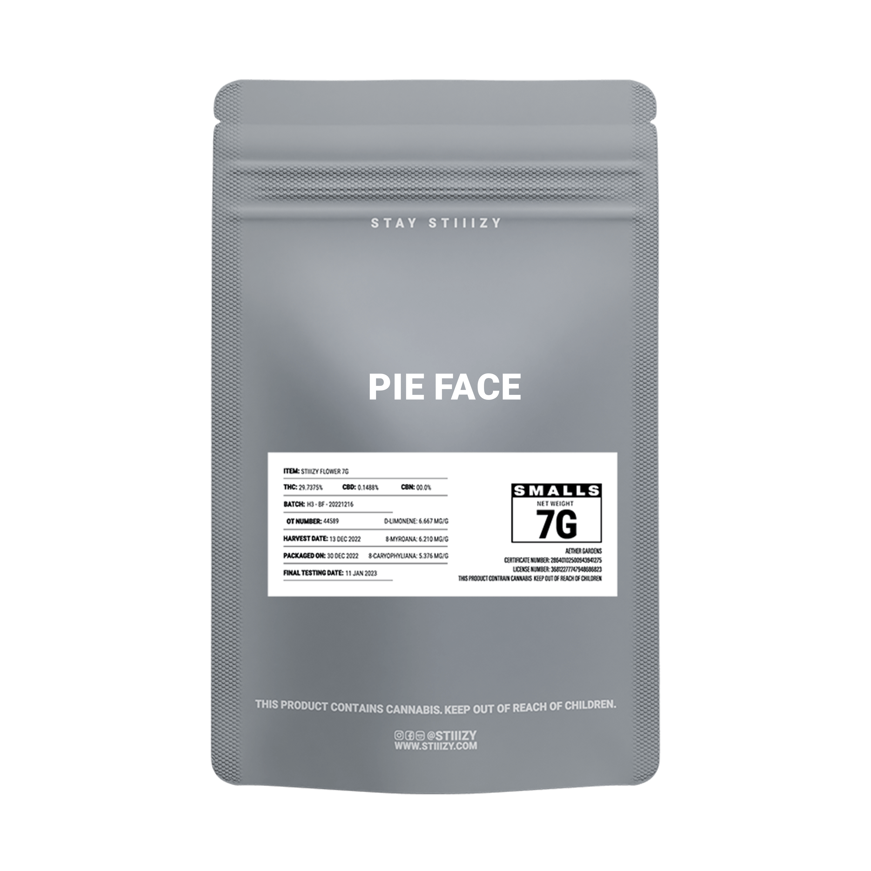 - PIE FACE - 7G Grey Label Mylar - image 2