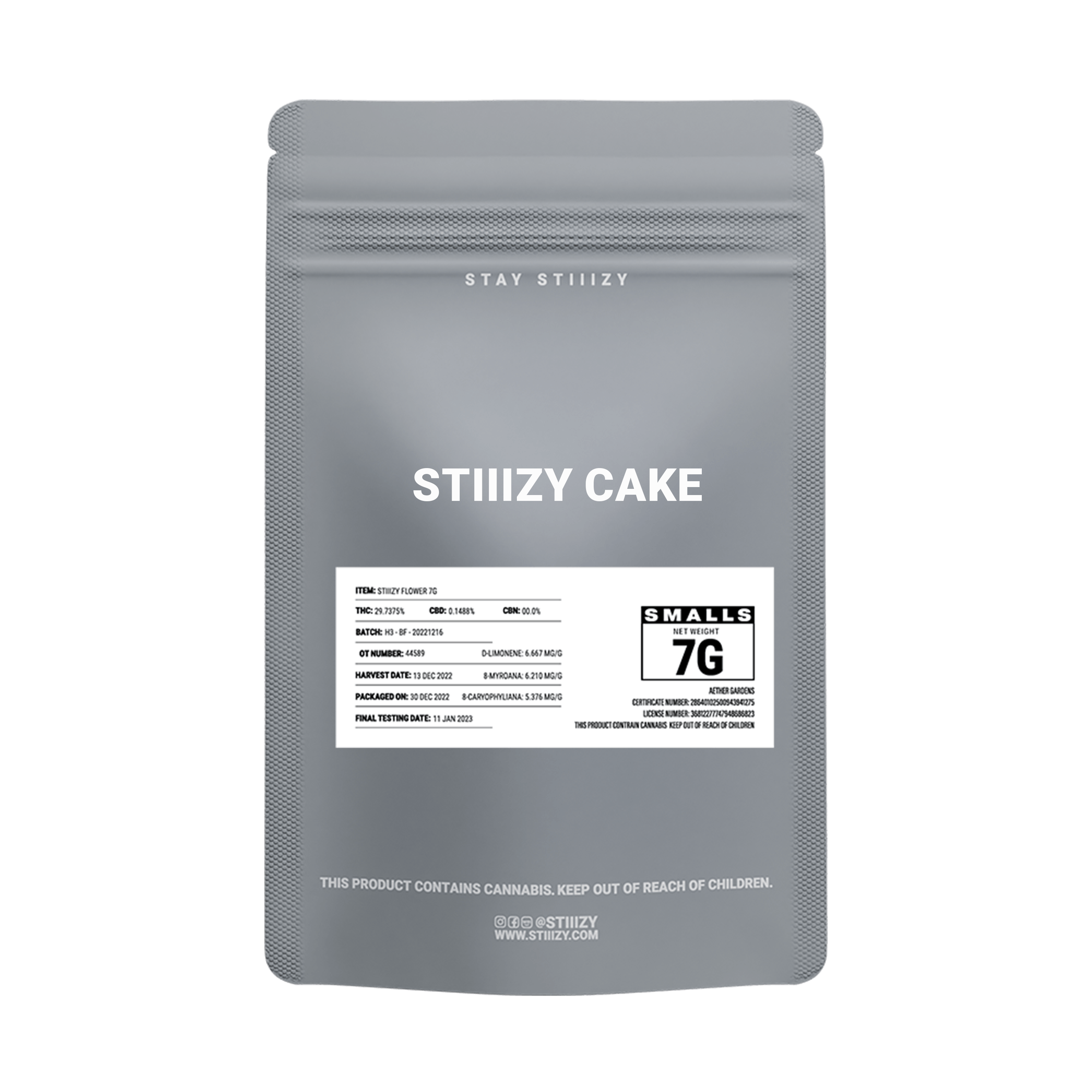 - STIIIZY CAKE - 7G Grey Label Mylar - image 2