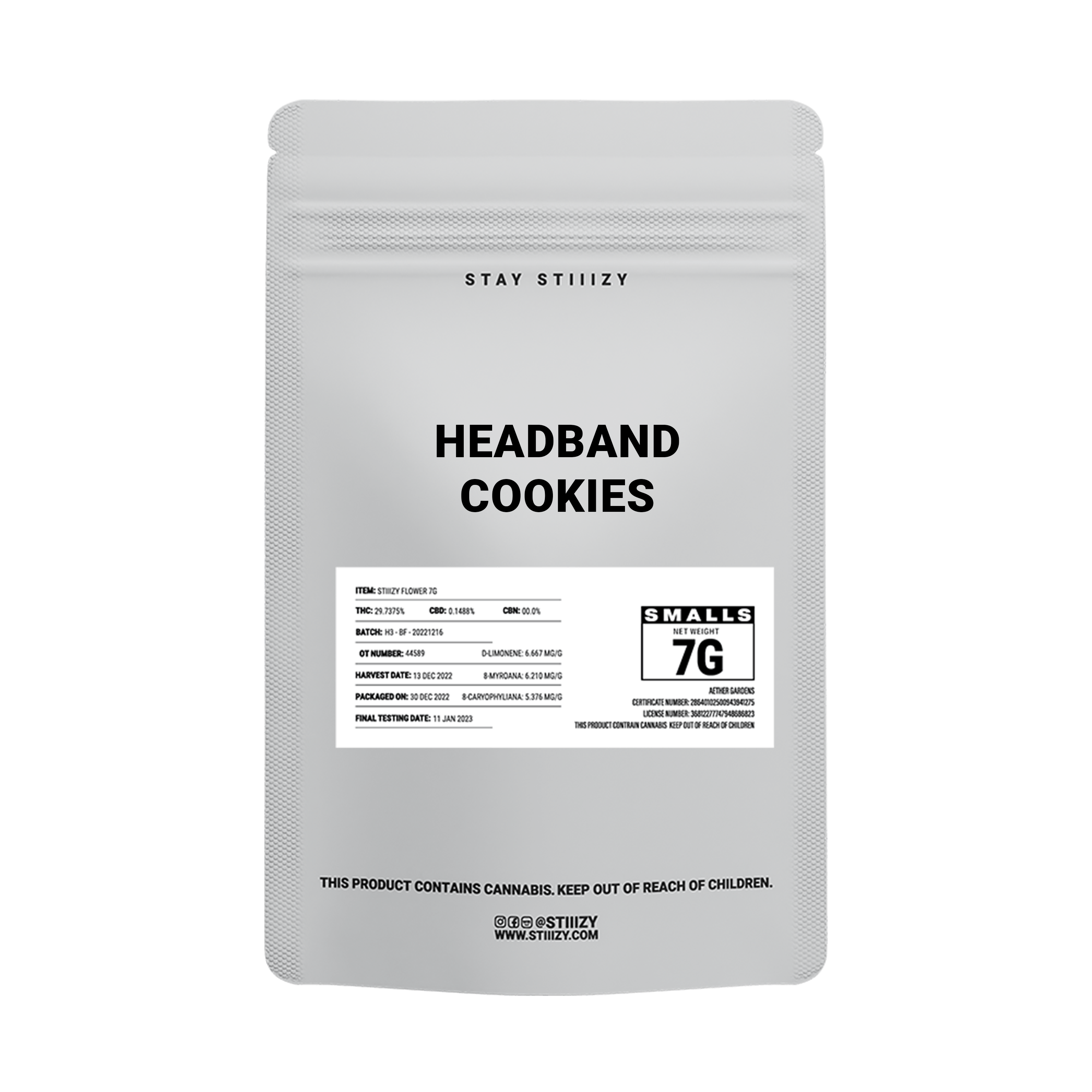 - HEADBAND COOKIES - 7G White Label Mylar - image 2