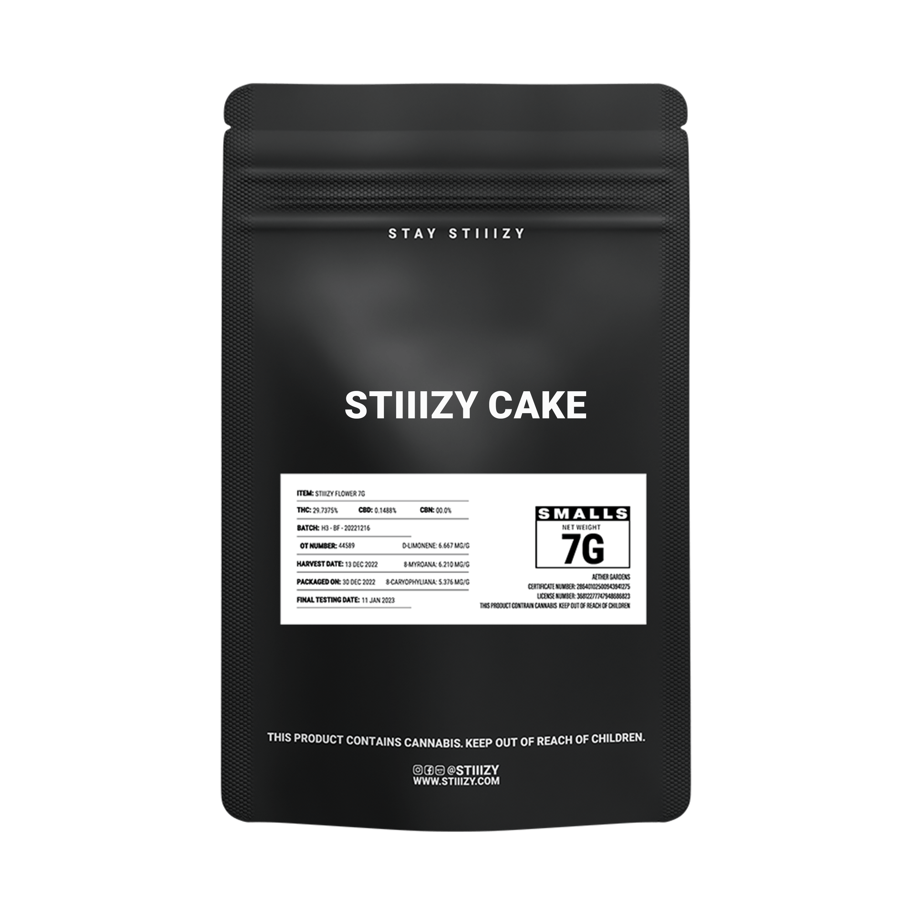 - STIIIZY CAKE - 7G Black Label Mylar - image 2