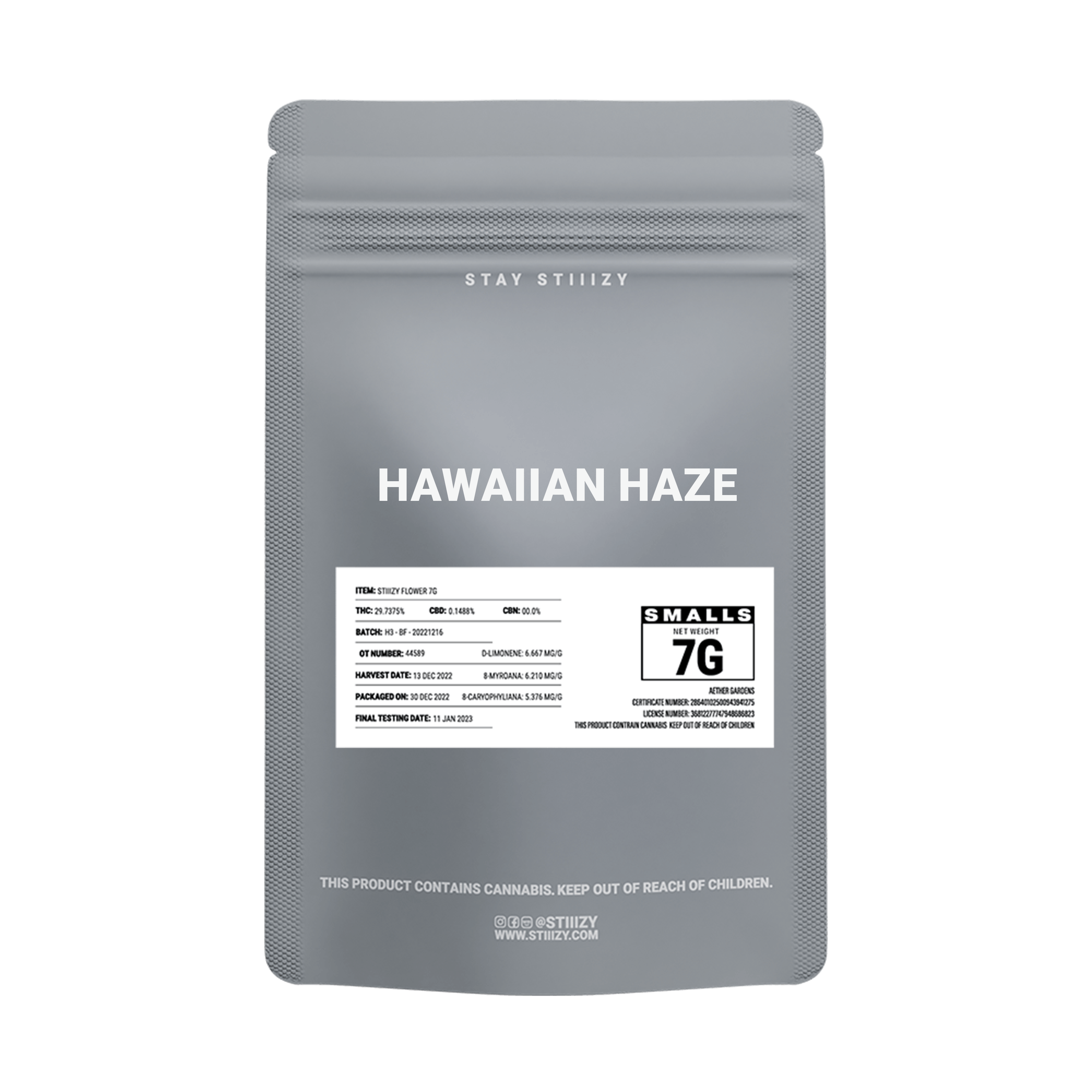 - HAWAIIAN HAZE - 7G Grey Label Mylar - image 2