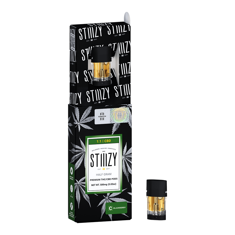 Vape Cartridge - BLACKBERRY .5G 1:1 (CBD/THC) Original Pod - STIIIZY - image 1