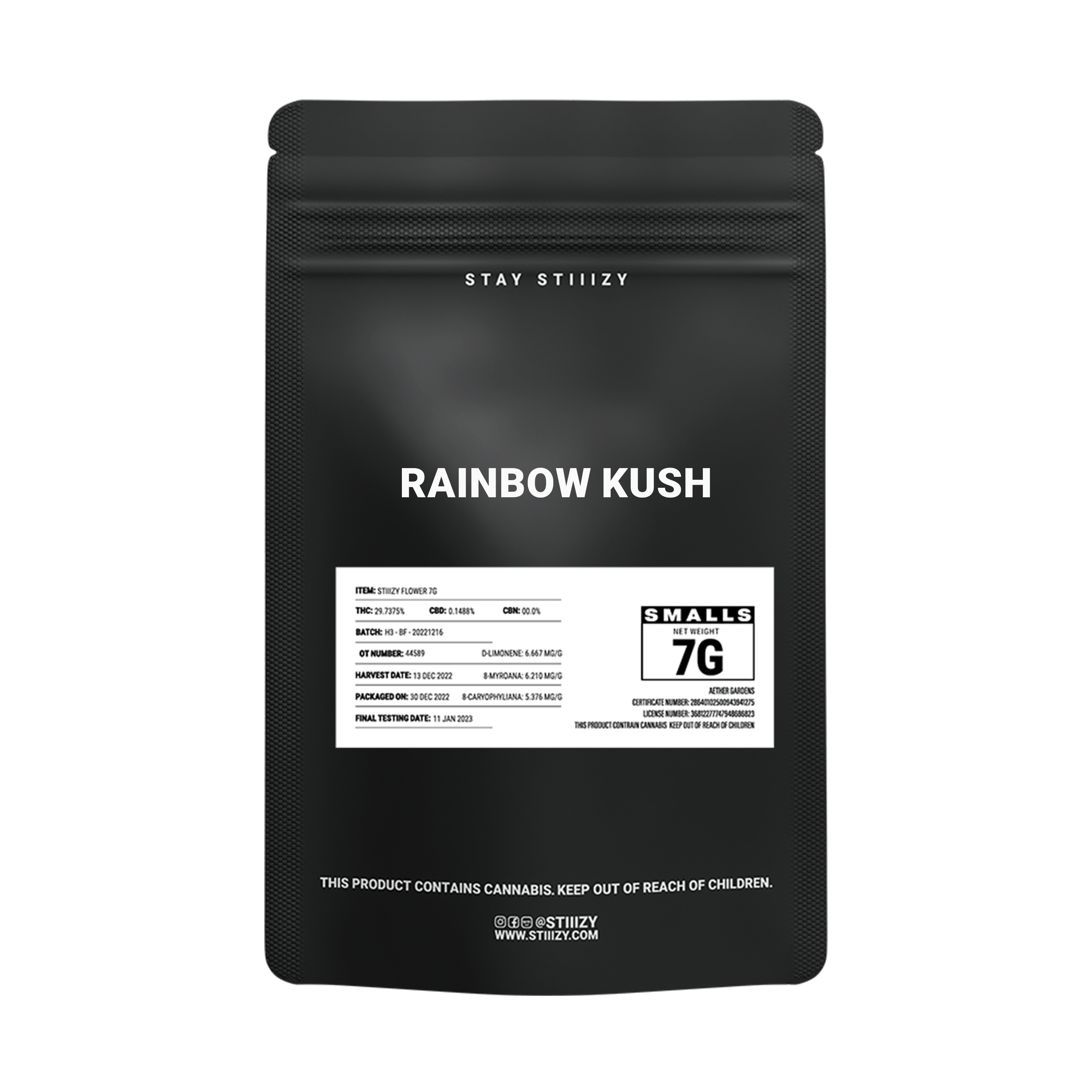 - RAINBOW KUSH - 7G Black Label Mylar - image 1
