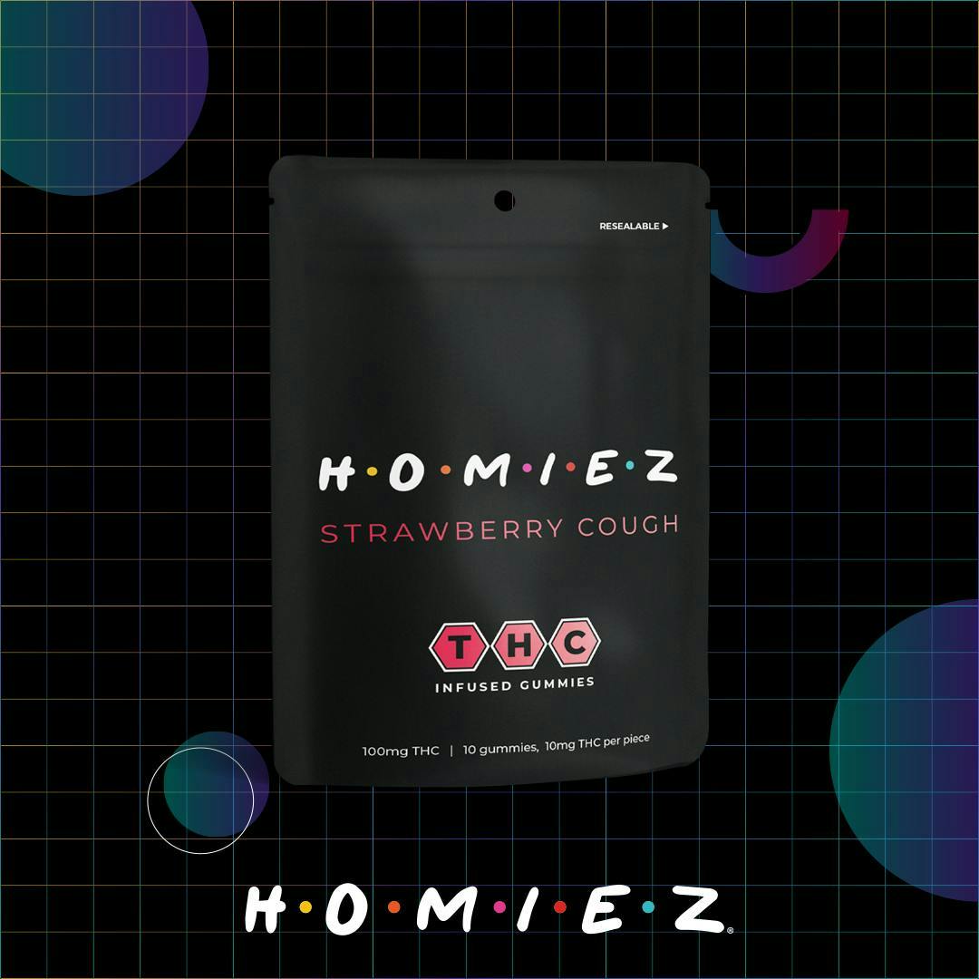 Strawberry Cough • 100MG Gummies • HOMIEZ • MED - image 1