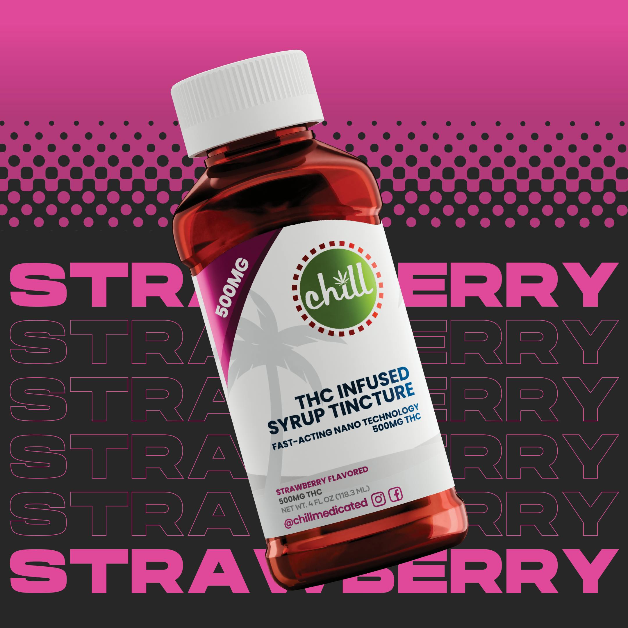 Strawberry | 500mg THC Syrup Tincture | Chill Medicated | REC - image 2