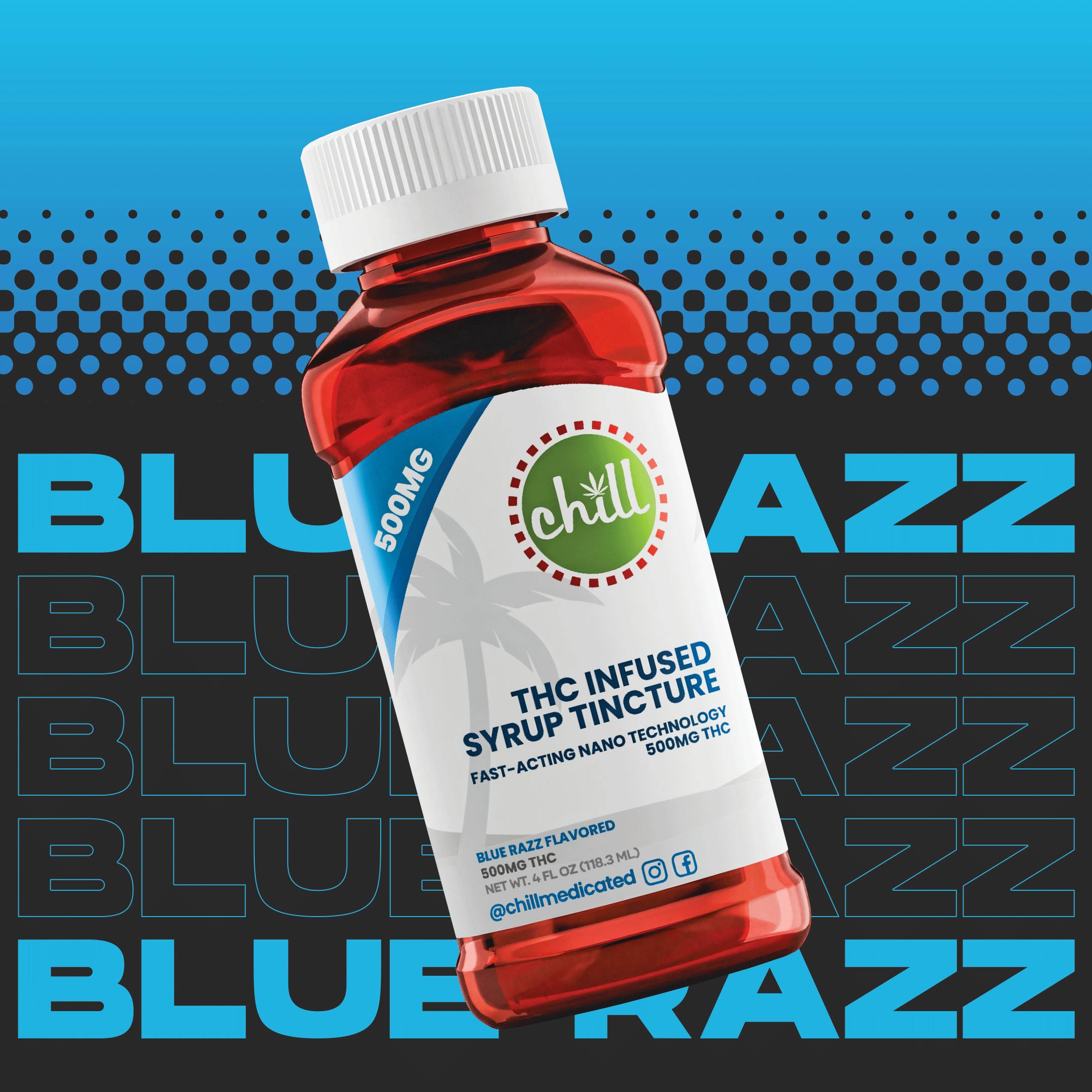 Blue Razz | 500mg THC Syrup Tincture | Chill Medicated | MED - image 2