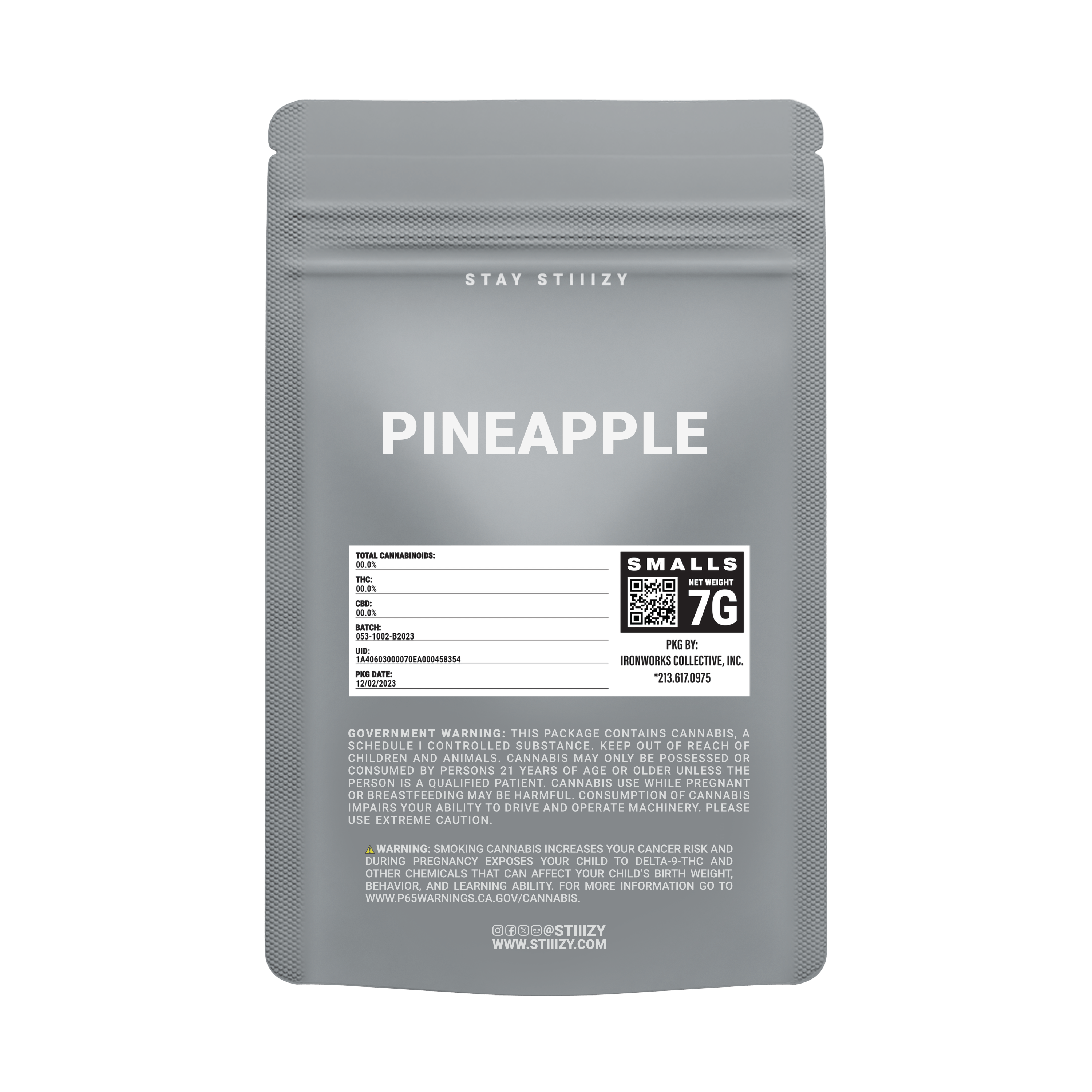 - PINEAPPLE - 7G Grey Label Mylar - image 1