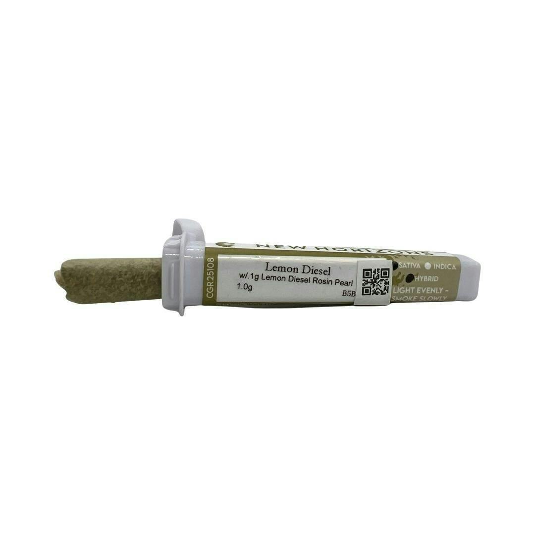 1g Lemon Diesel w/ .1g Lemon Diesel Rosin Pearl Pre-Roll - New Horizons - image 1