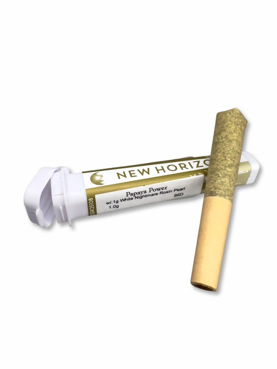 1g Papaya Power w/ .1g White Nightmare Rosin Pearl Pre Roll - New Horizons - image 1