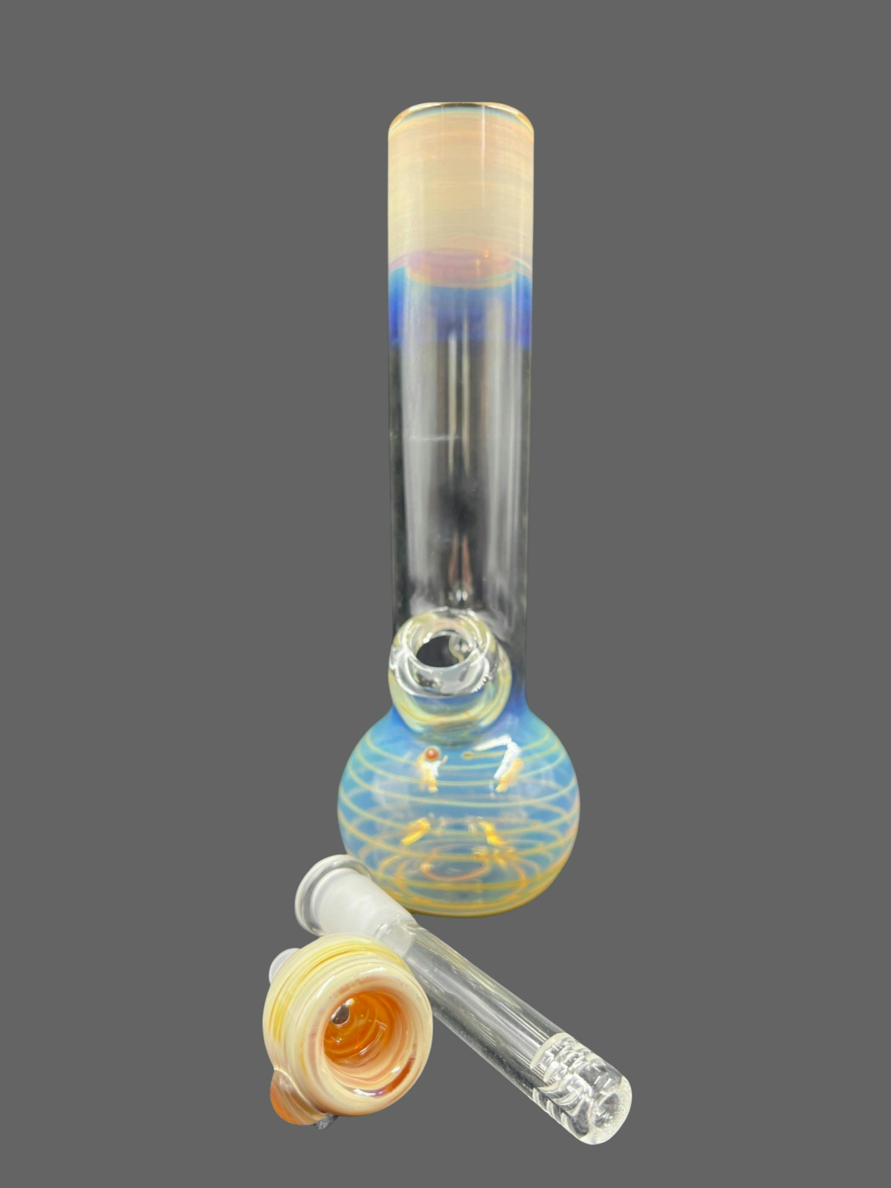 Blue & Peach Fumed Glass Bong - image 1