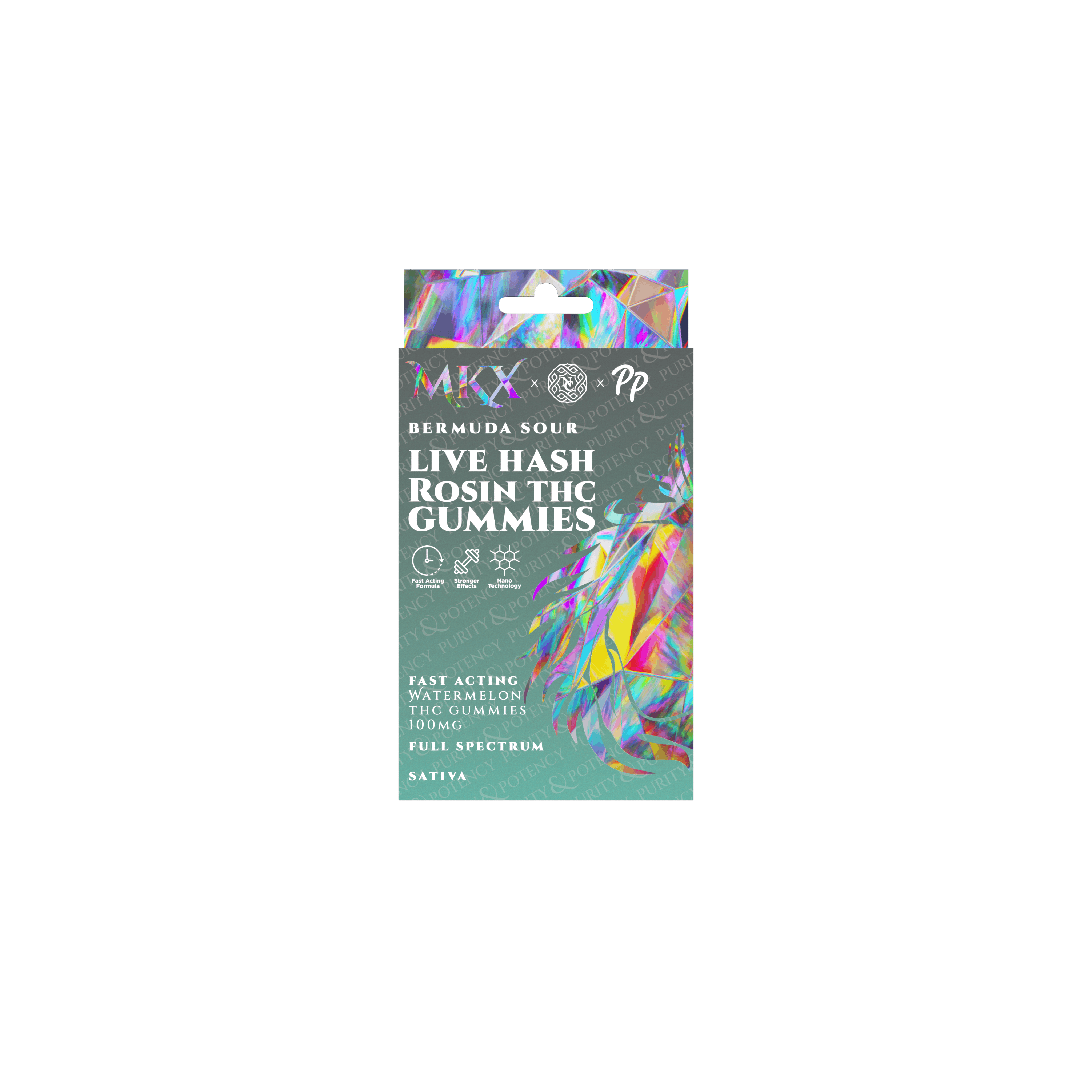 MKX Live Hash Rosin Gummies(100mg): Bermuda Sour - image 1