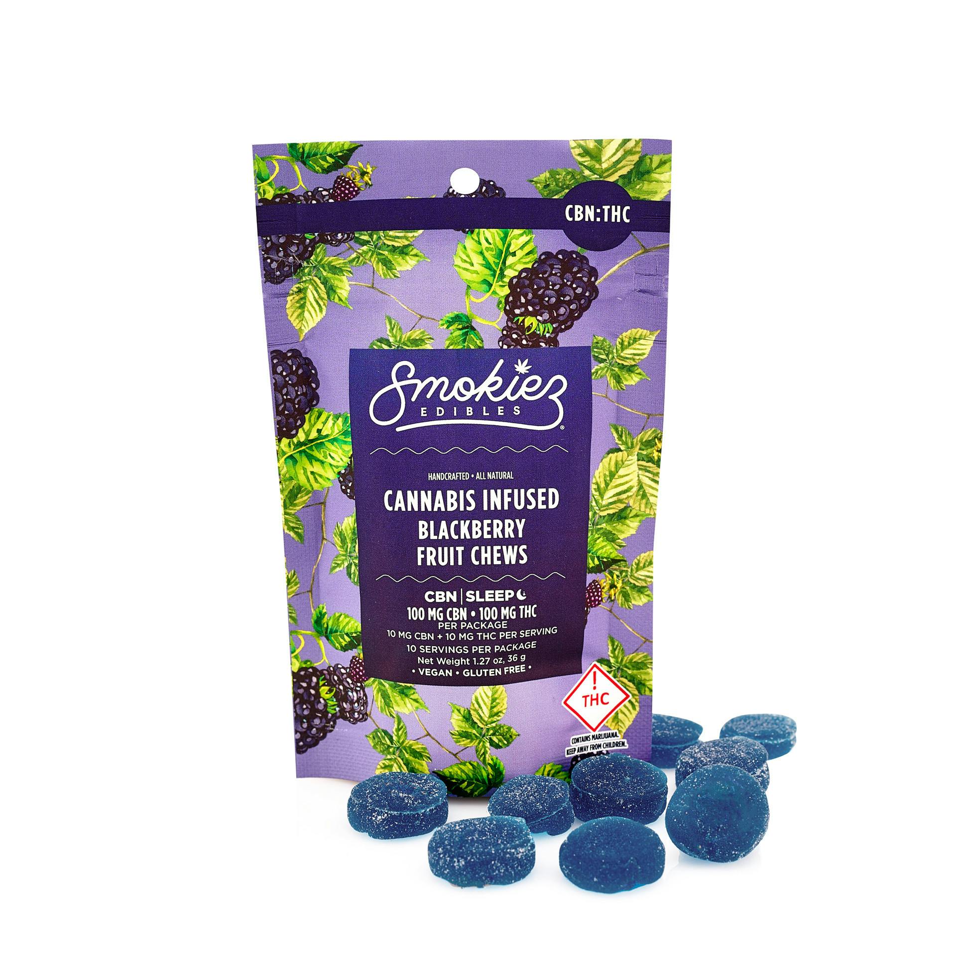 Blackberry 100mg CBN : 100mg THC Fruit Chews - CO - image 1