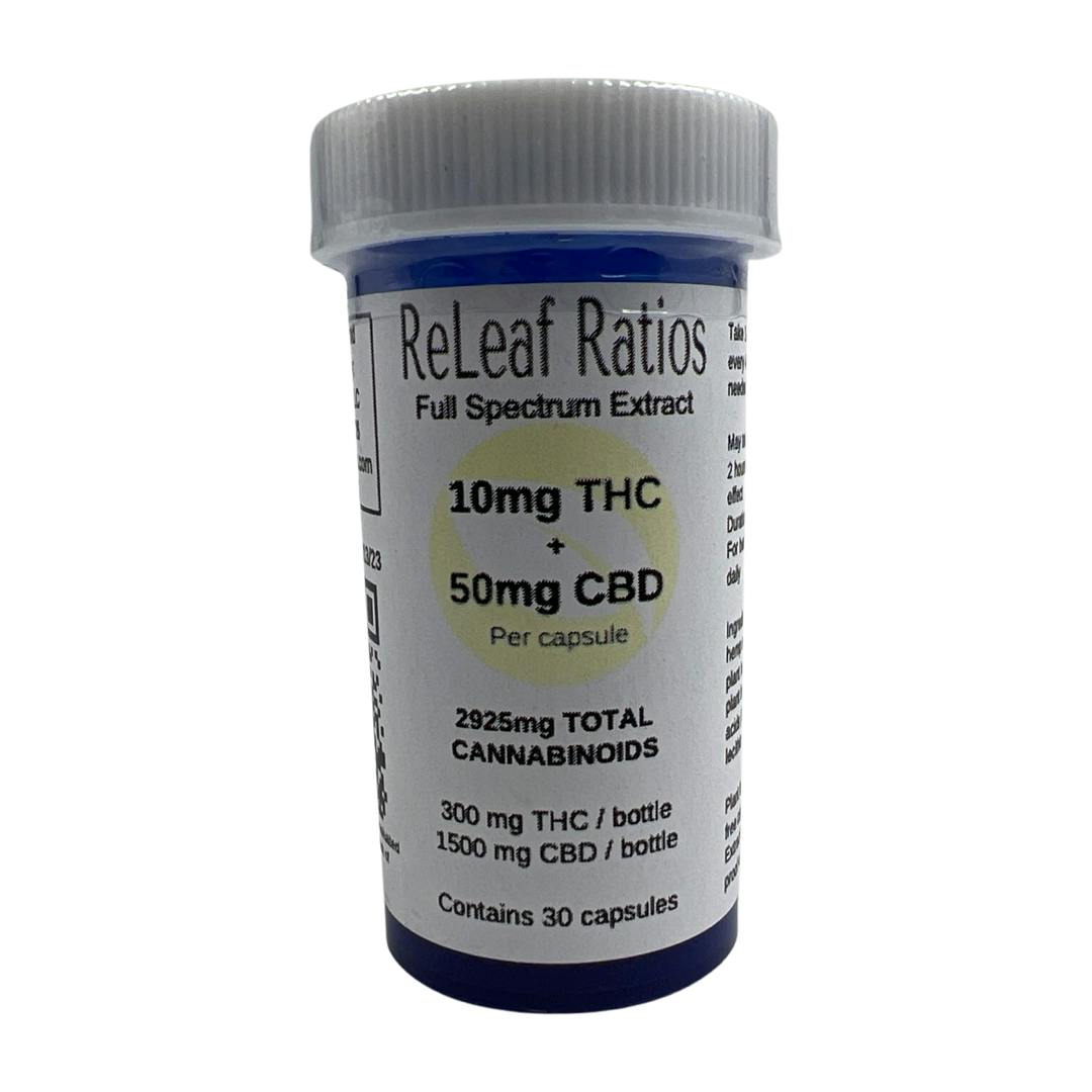 10mg THC : 50mg CBD Capsules (30 Per Bottle) - image 1
