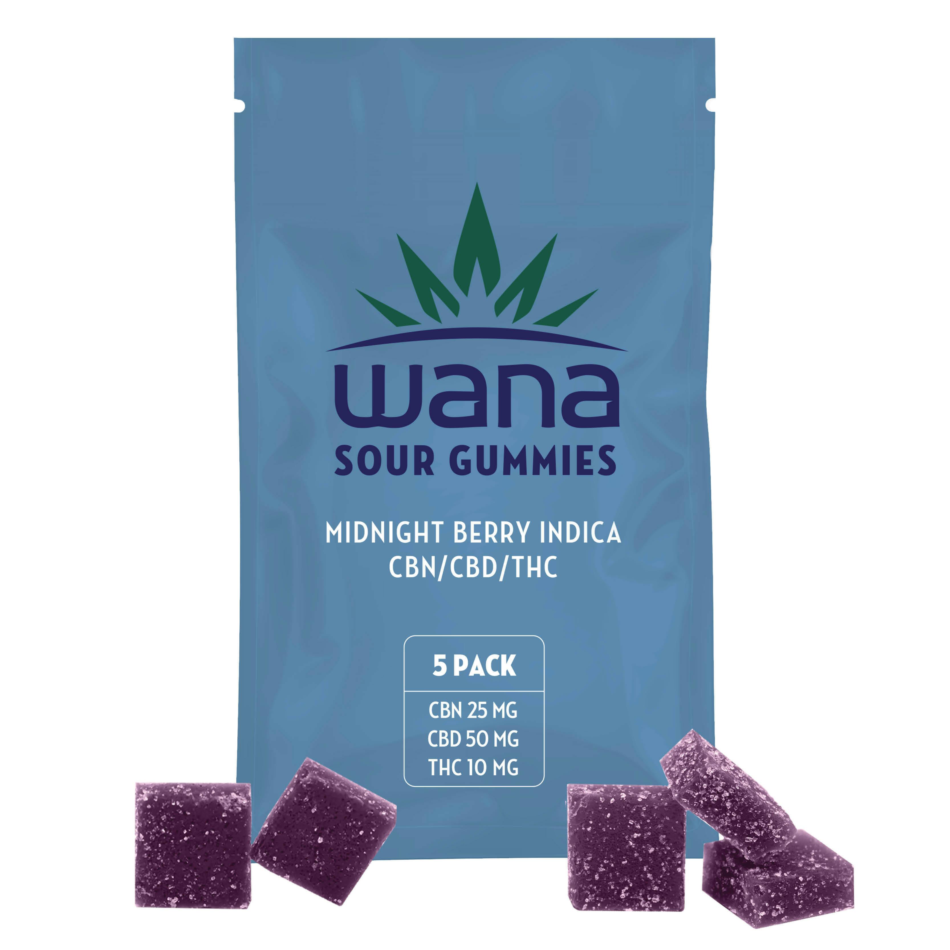 Wana Sour CBN Midnight Berry Indica - 5 pack - image 1