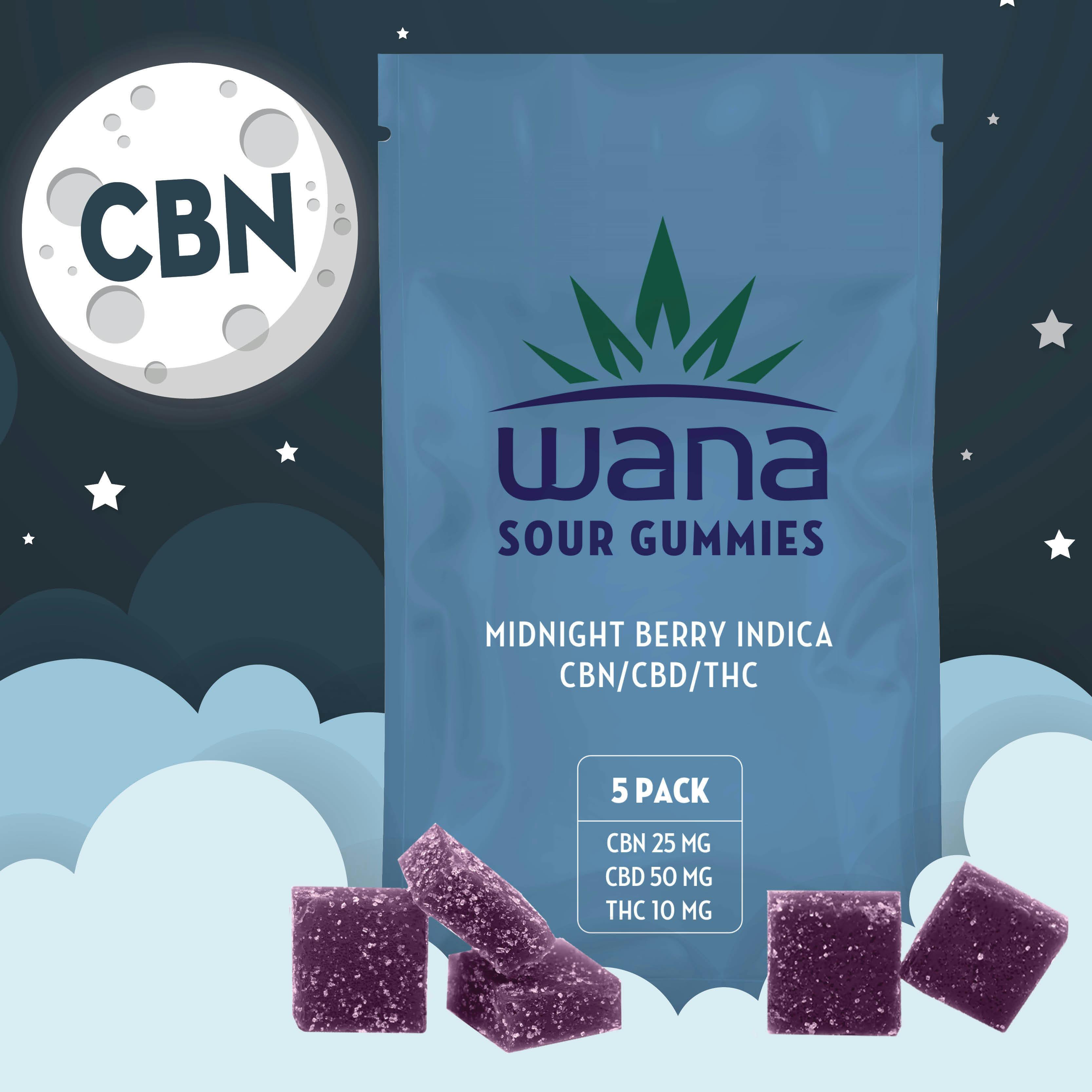 Wana Sour CBN Midnight Berry Indica - 5 pack - image 4