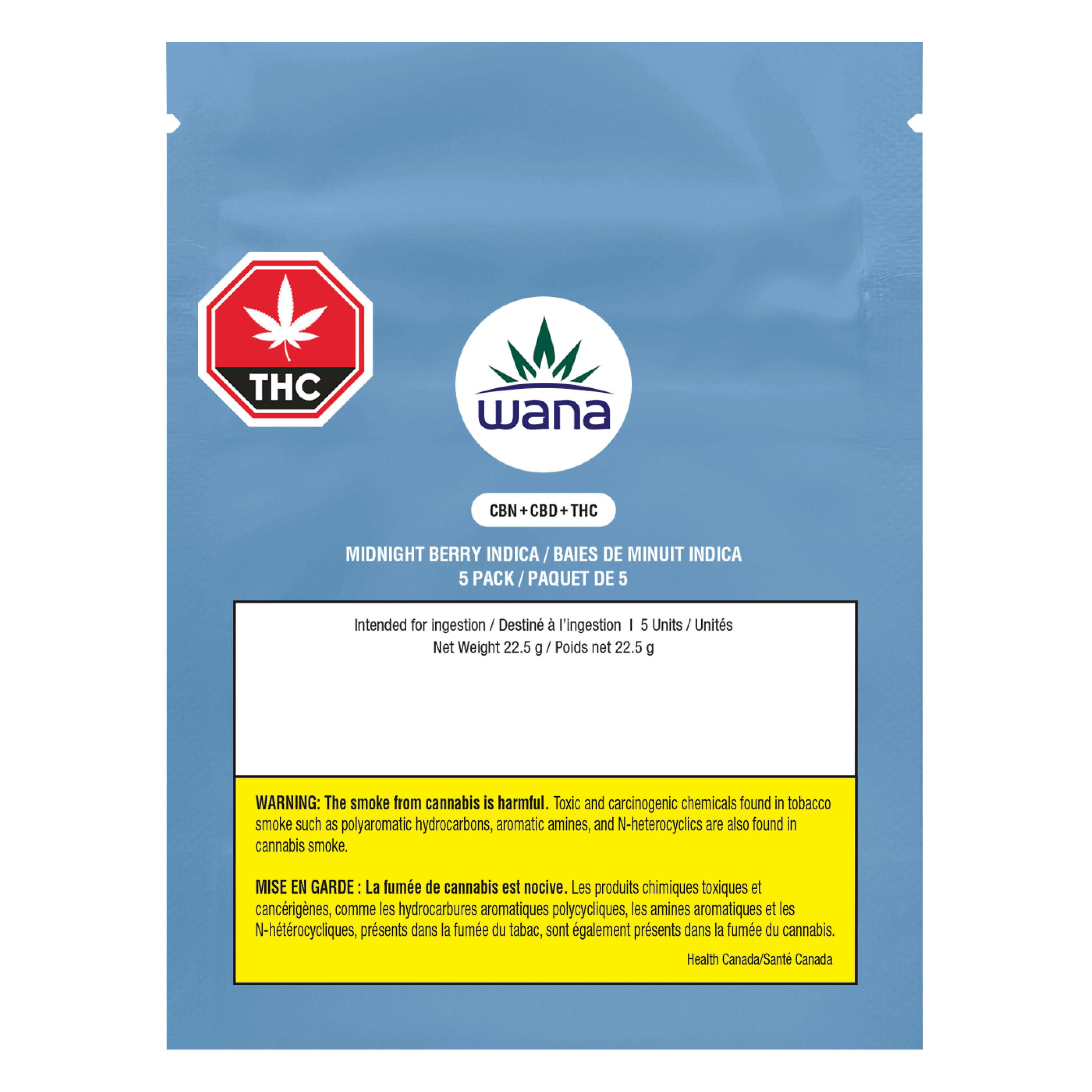 Wana Sour CBN Midnight Berry Indica - 5 pack - image 3