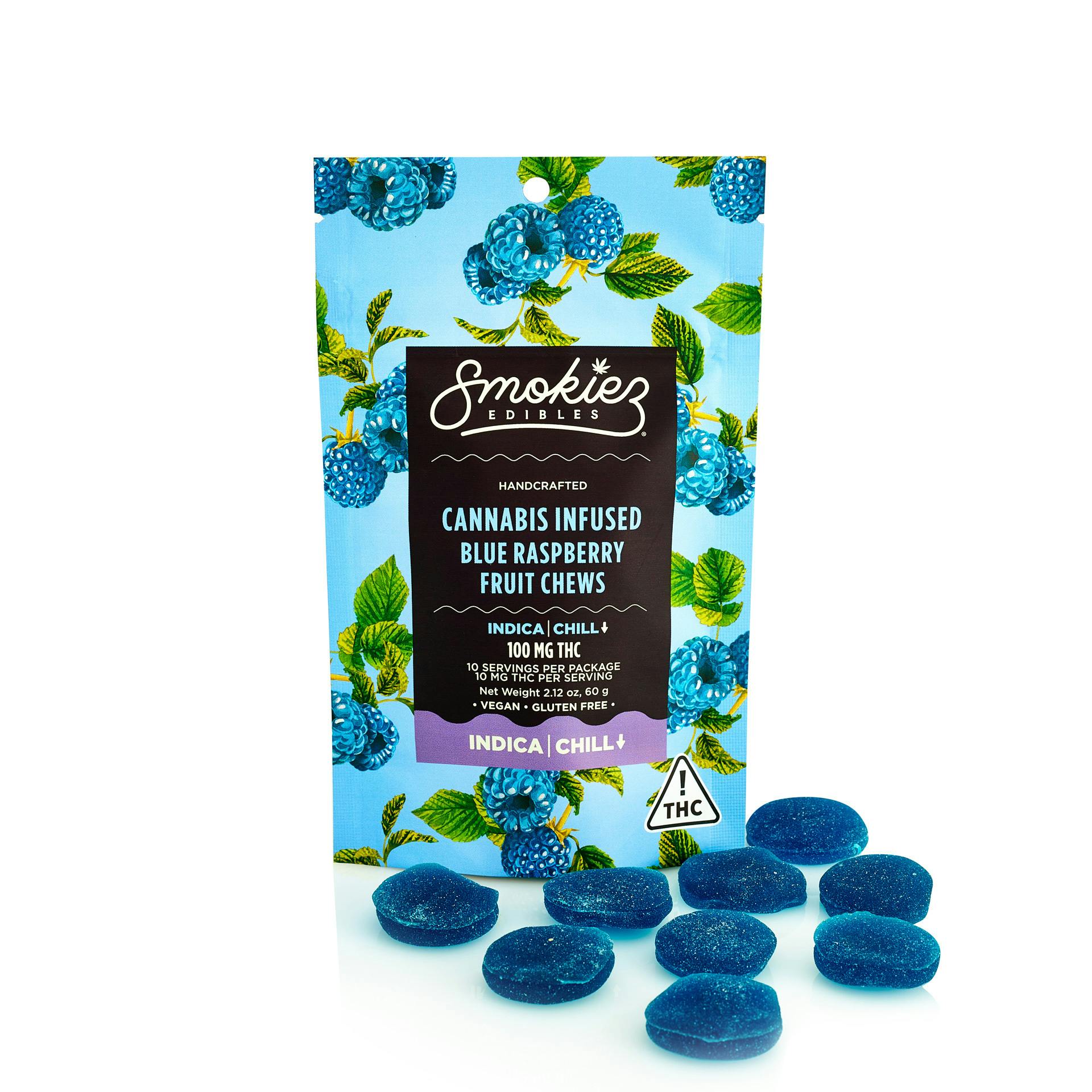Blue Raspberry INDICA Fruit Chews, 100 mg THC - NV - image 1
