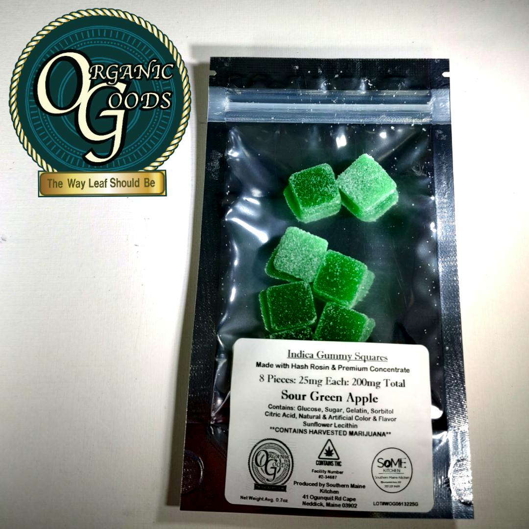 200mg Indica Sour Green Apple Gummies w/ Hash Rosin & Premium Concentrates - image 1