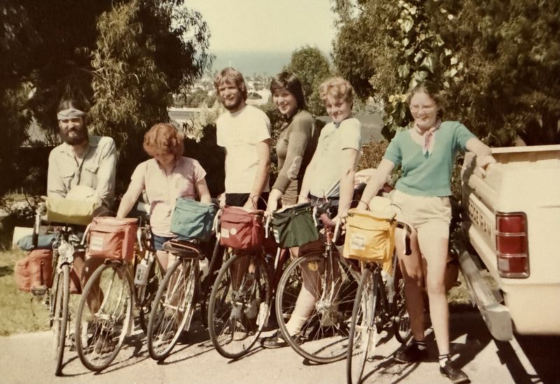 The Peace Pedalers: Rick Shorey, Caryn Daschbach, Jonathan Vogel, Kaylin Kuckahn, Paul Jolly, and Lauren Mari-Navarro.